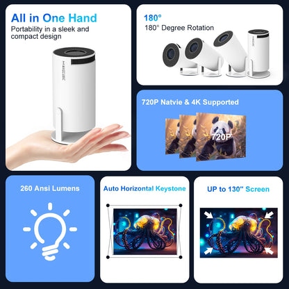 Magcubic 4K HY300 Pro Projector: Android 11, Dual WiFi 6, 260 ANSI Lumens, Allwinner H713, Bluetooth 5.0, 1080P HD Home & Outdoor Cinema