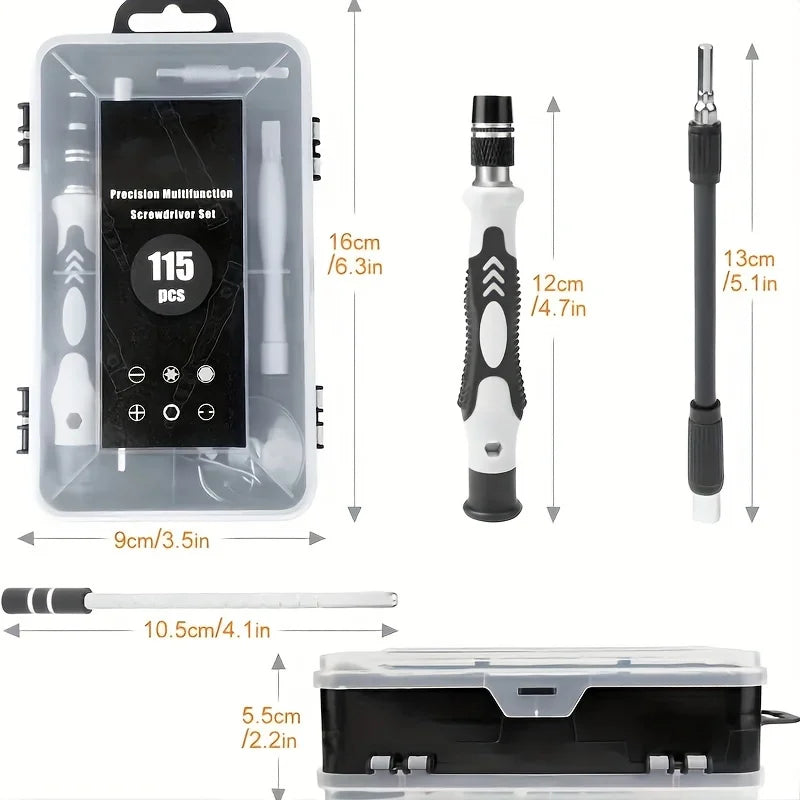 Precision Screwdriver 115 In 1 Set Magnetic Mini Screw Nuts Bits.