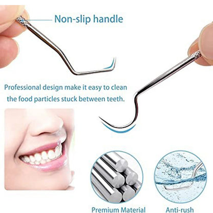 Stainless Steel Toothpick and Flossing Set: Reusable Teeth Cleaner for On-the-Go