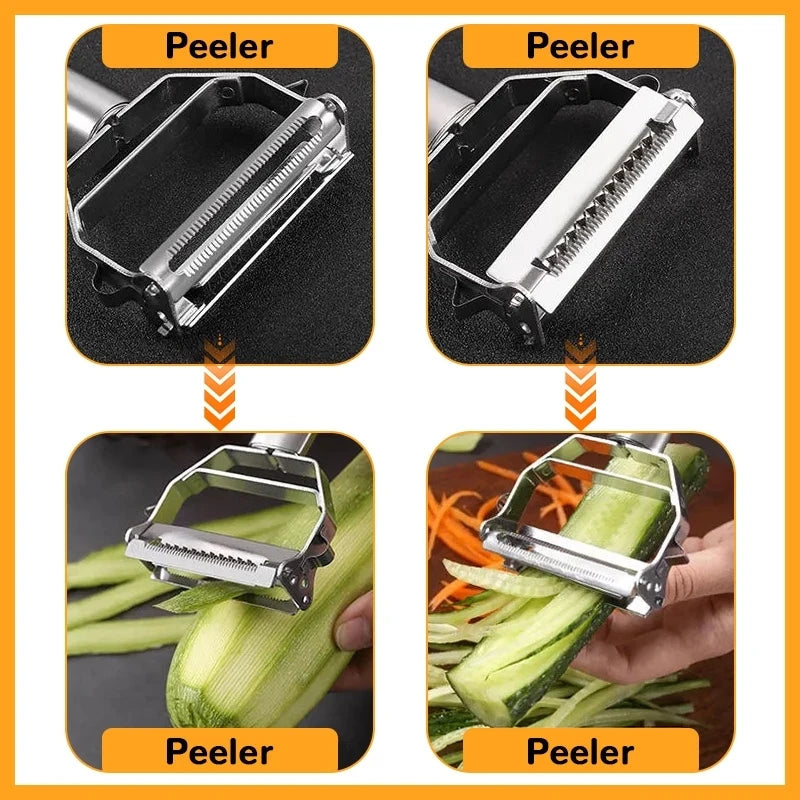 Heavy-Duty Kitchen Peeler: Stainless Steel Vegetable and Fruit Peeler, Potato Slicer, and Carrot Shredder