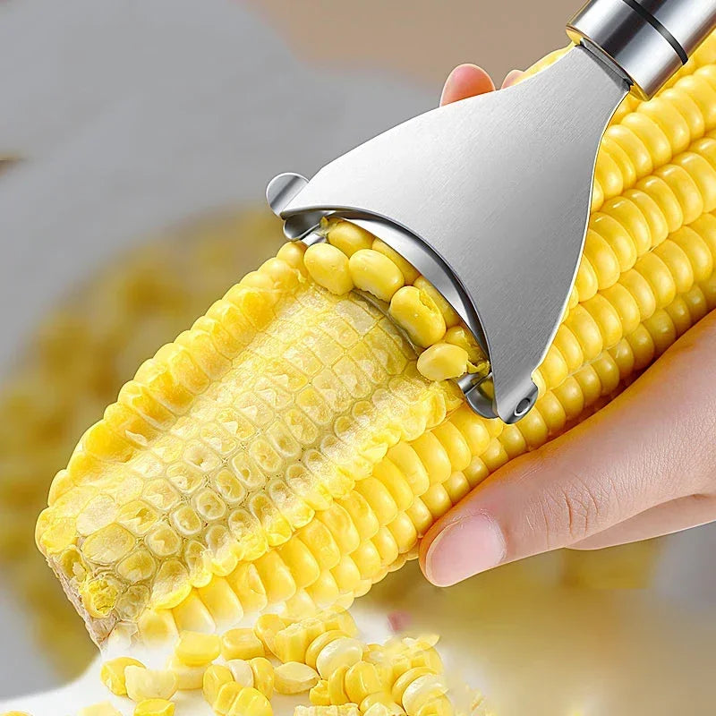 Multi-Function Stainless Steel Corn Peeler: Serrated Cob Stripper, Planer, and Thresher for Kitchen Use